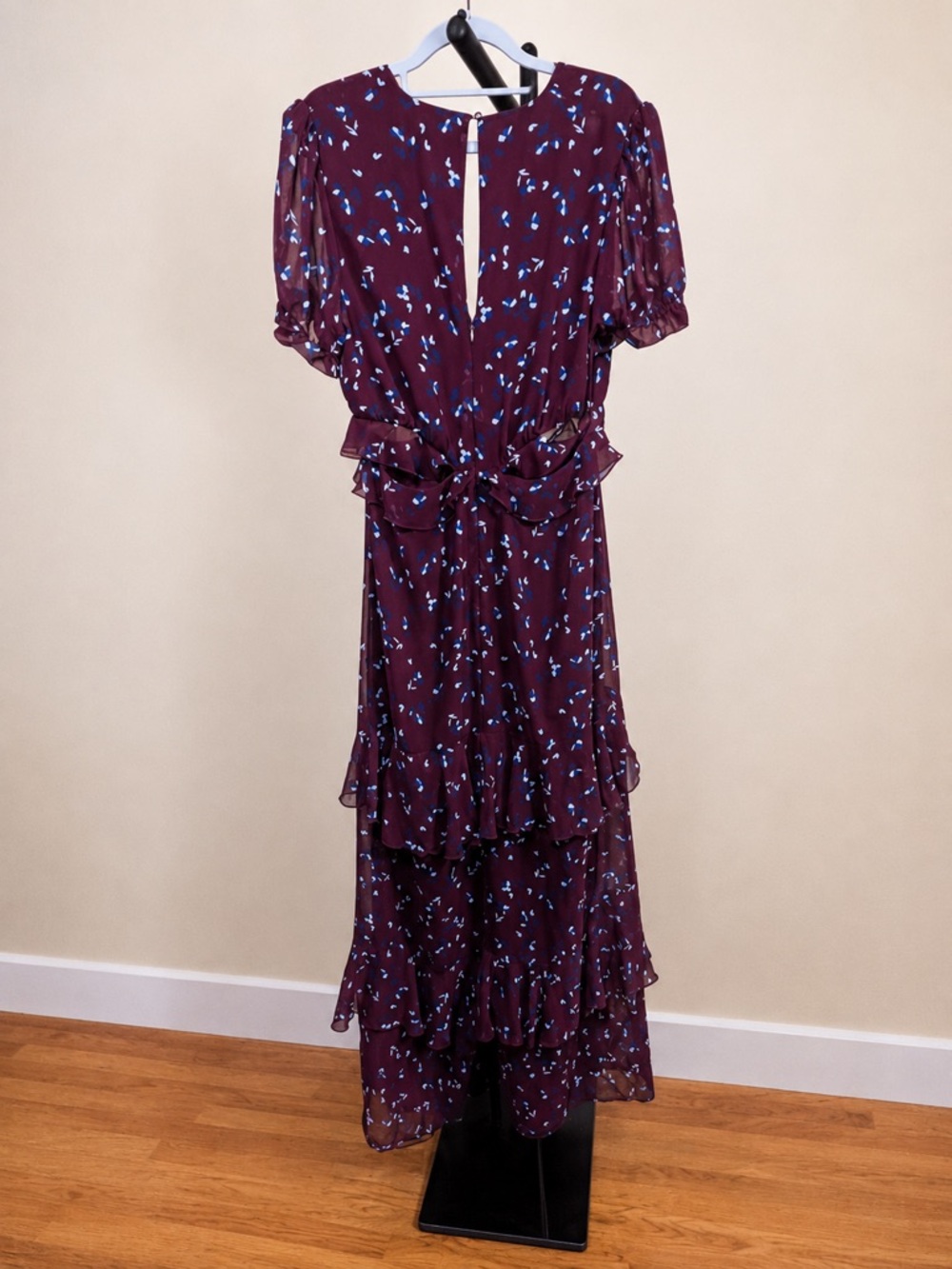 WAYF Women's Burgundy/Wine Floral Tiered Maxi Dress, size Large (fits like Med) - Picture 3 of 3